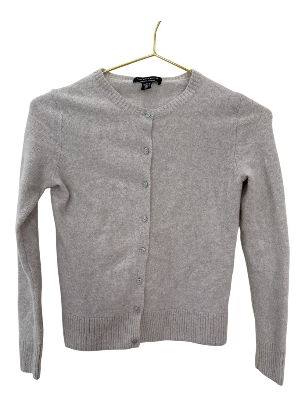 Saks Fifth Avenue Light Gray Button-Front Cashmere Blend Cardigan